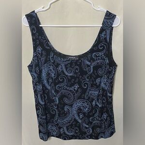 Womens Alex Evenings Black/Blue Glittery Sleeveless Top
